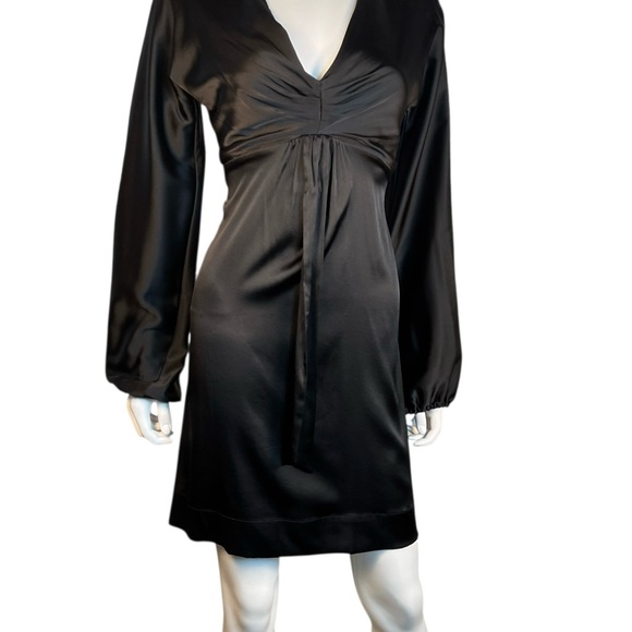 Hale Bob Black Long Sleeve Silk Dress Small - Picture 3 of 12
